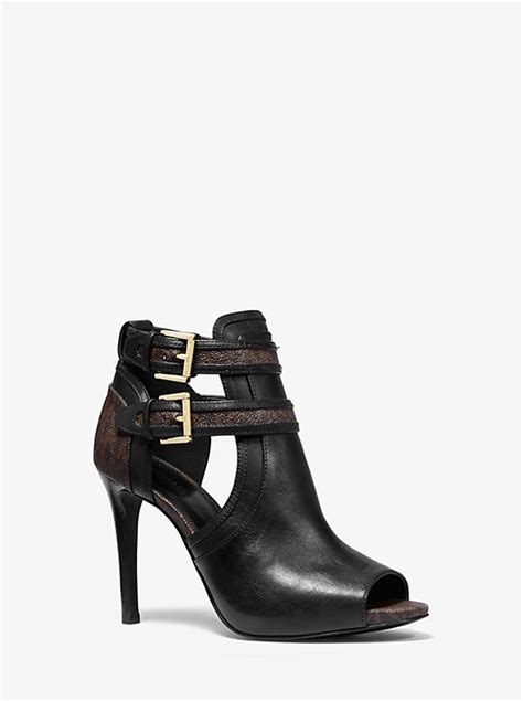 michael kors blaze denim and leather open-toe bootie|Michael Kors Blaze Open Toe Bootie Size 6.5M MSRP $165 .